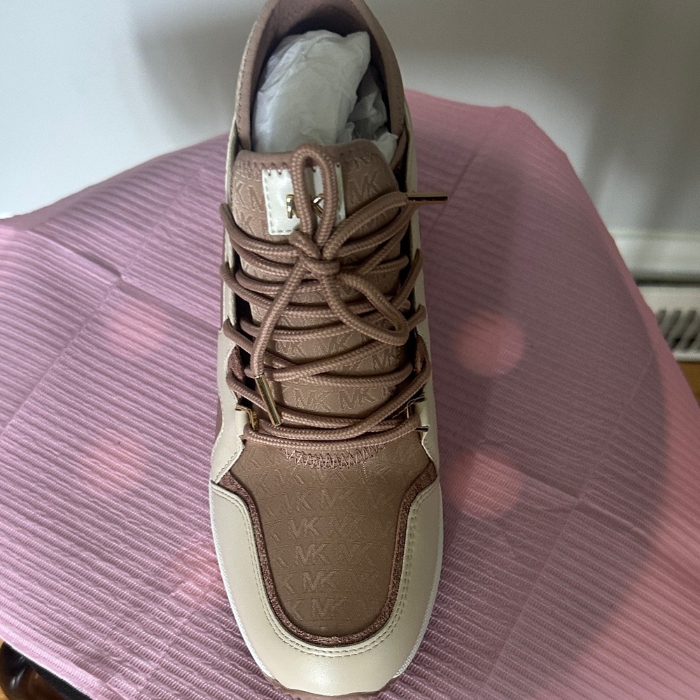 Michael Kors Tan and Cream Lace-Up Sneakers